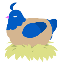 A beige and ultramarine chicken with a head pattern