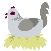 tiny death star, a mist and ash chicken with a neck-speckle pattern
