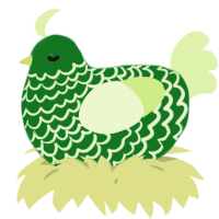 A leaf and apple chicken with a lace pattern