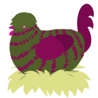 A olive and wine chicken with a bar pattern