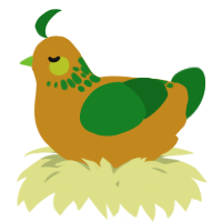 A ochre and leaf chicken with a neck-speckle pattern