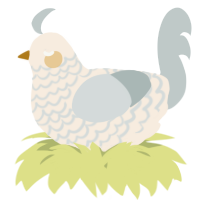A cream and silver chicken with a lace pattern