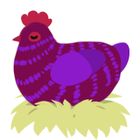 A wine and violet chicken with a bar pattern