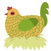 A honey and chartreuse chicken with a lace pattern