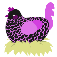 A sable and orchid chicken with a lace pattern