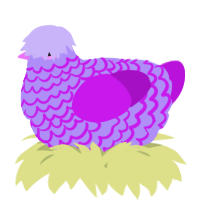A lilac and amethyst chicken with a lace pattern