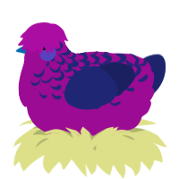 A plum and navy chicken with a half-lace pattern