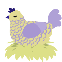 A navy and olive chicken with a lace pattern