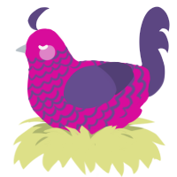 Vino, a fuchsia and overcast chicken with a lace pattern