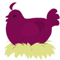 A wine chicken with a lace pattern