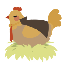 A beige and honey chicken with a head pattern