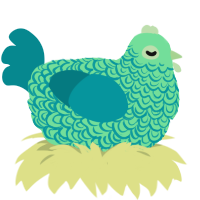 Frutista Freeze, a spring and teal chicken with a double-lace pattern
