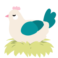 A cream and teal chicken