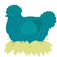 A sea and teal chicken with a lace pattern