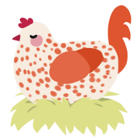 Lovely Shortcake, a cream and vermilion chicken with a speckle pattern