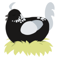 Supernova, a sable and mist chicken with a neck-speckle pattern