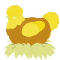 A ochre and yellow chicken with a head pattern