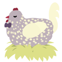 A olive and black chicken with a speckle pattern