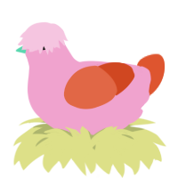 A pink and vermilion chicken