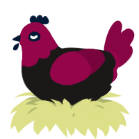 A sable and maroon chicken with a head pattern