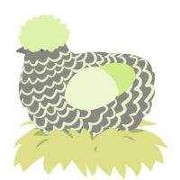 A ash and apple chicken with a lace pattern