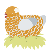 A orange and mist chicken with a lace pattern