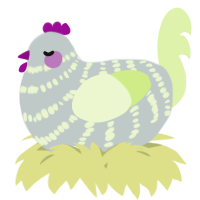 A silver and apple chicken with a bar pattern