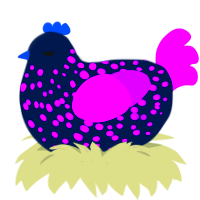 A tumblr and amethyst chicken with a speckle pattern