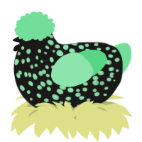 A sable and spring chicken with a speckle pattern