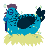 Cornflower, a sapphire and tumblr chicken with a half-lace pattern
