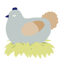 A silver and beige chicken