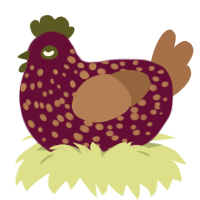 hickory stump, a wine and brown chicken with a speckle pattern