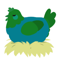 A sea and leaf chicken with a head pattern