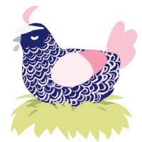 Abandoned Child, a navy and rose chicken with a double-lace pattern