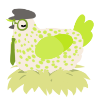 A cream and lime chicken with a speckle pattern