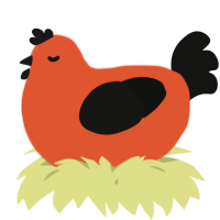 A vermilion and black chicken