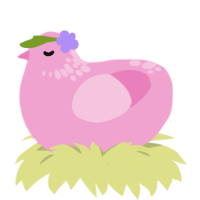 Patrick Star, a pink chicken with a neck-speckle pattern