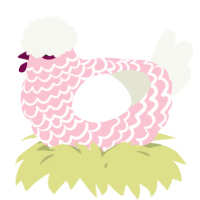 A rose and white chicken with a lace pattern