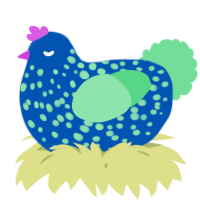 A ultramarine and spring chicken with a speckle pattern
