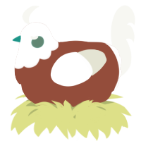 A russet and white chicken with a head pattern