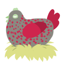 (unnamed), a ash and crimson chicken with a speckle pattern