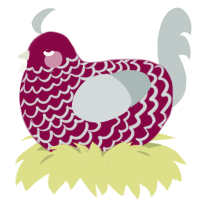 Mars, a maroon and silver chicken with a lace pattern