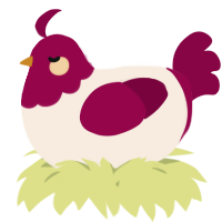 A cream and maroon chicken with a head pattern