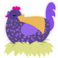 A overcast and blurple chicken with a speckle pattern