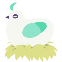 A white and mint chicken