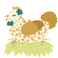 A cream and gold chicken with a speckle pattern