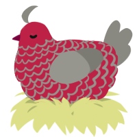 A crimson and ash chicken with a lace pattern