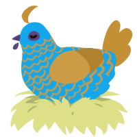 A sky and gold chicken with a lace pattern