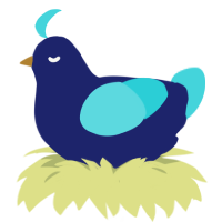 A navy and aqua chicken