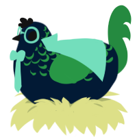 Binary, a tumblr and viridian chicken with a half-lace pattern